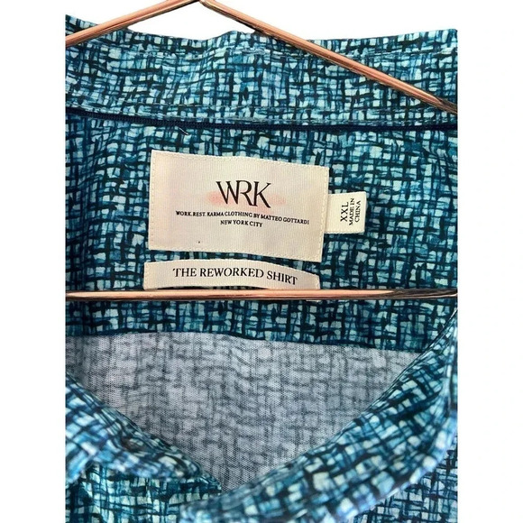 WRK Work Rest Karma Men's Button Down Reworked Shirt Size XXL - Picture 2 of 5